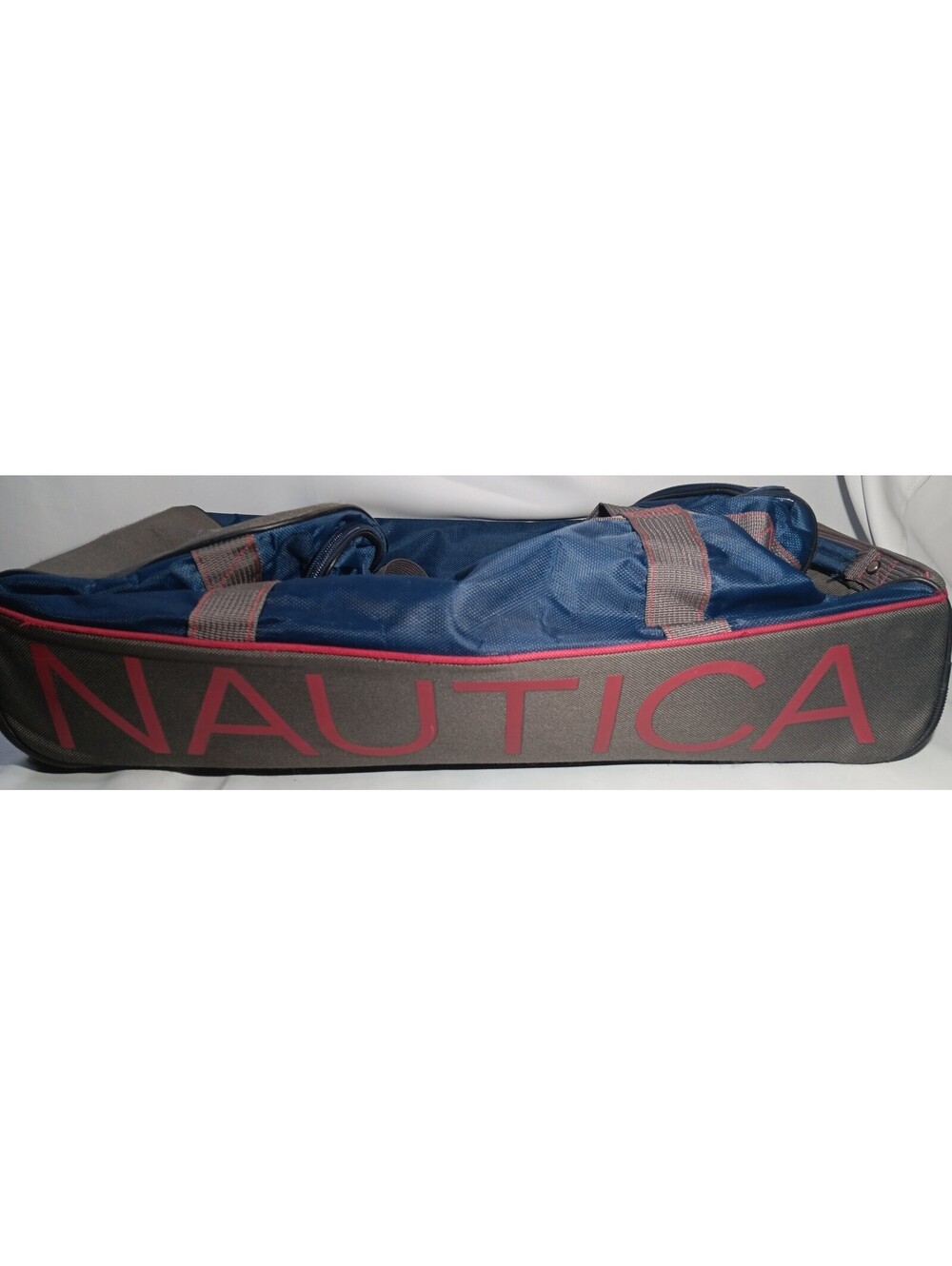 Nautica Wheeled Rolling Suitcase Duffel Travel Bag Luggage Carry On Gray Blue